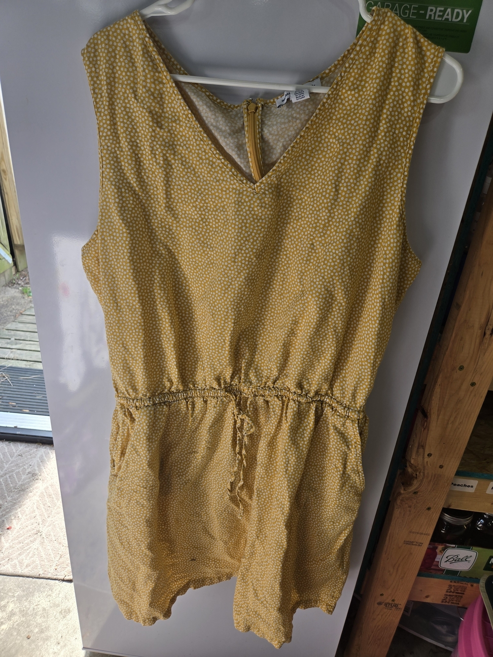 Amazon Essentials Yellow Sleeveless V-Neck Drawstring Midi Dress